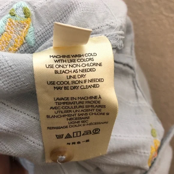 Anthropologie Maeve light blue Embroidered Dress Shirt S - Picture 10 of 12